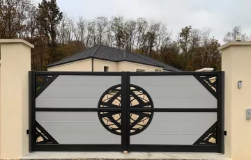 Portail Aluminium Moderne avec motif Planètaire bicolore