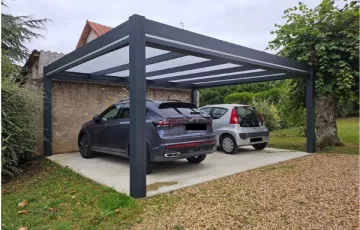 CARPORT INDEPENDANT POUR 2 VEHICULES - POLYCARBONATE TRANSLUCIDE