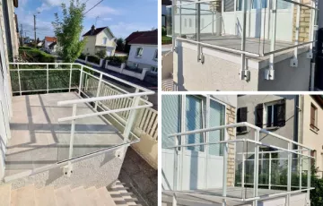 GARDE-CORPS ALU BLANC AVEC VITRAGES TRANSLUCIDES