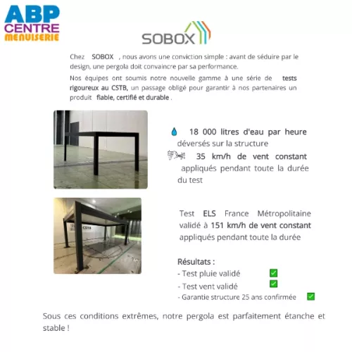 Nos pergolas SOBOX passent les tests au VENT et à l’EAU sans faille !