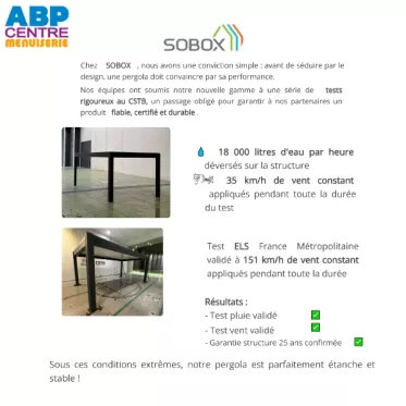 Nos pergolas SOBOX passent les tests au VENT et à l’EAU sans faille !